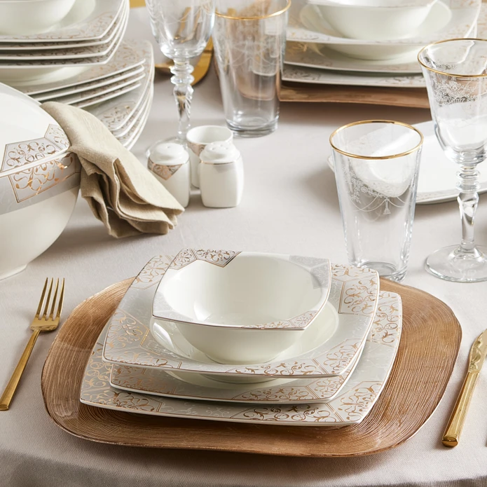 Karaca Rhona Gold Cream 60 Parça 12 Nəfərlik Yemək Dəsti